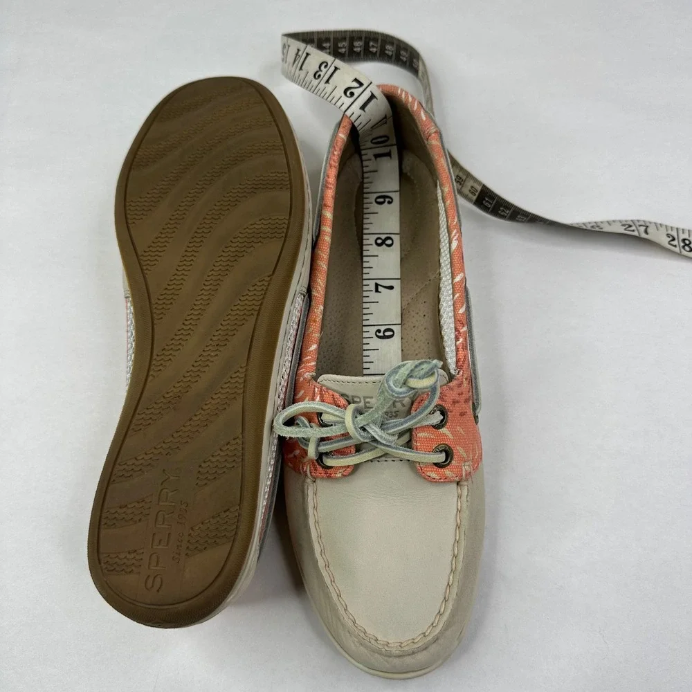 Sperry Womens Firefish Ivory Coral Boat Shoes 8.5 M‎ Leather Mesh